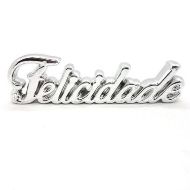 Imagem de Palavra Felicidade Cerâmica Decorativa Enfeite Sala Prata - Flash