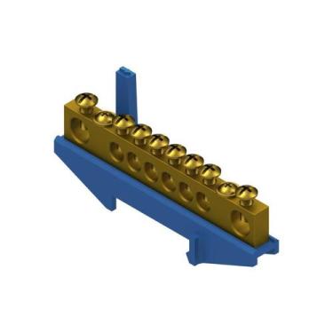 Imagem de Barramento Barra neutro com suporte azul para trilho din - BRN01A - BR
