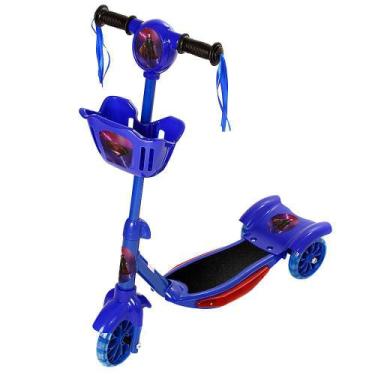 Imagem de Brinquedo Infantil Patinete Scooter 3 Rodas Com Cesta Luz E Som Azul S