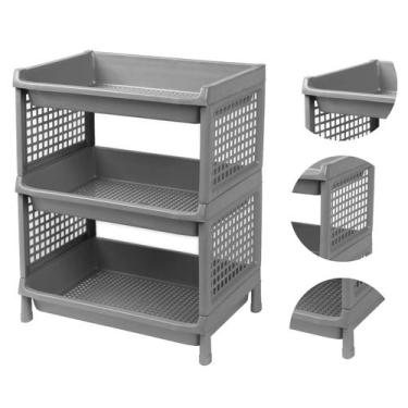 Imagem de Prateleira Estante De Plástico 3 Andares Multiuso Desmontável 40x28x50