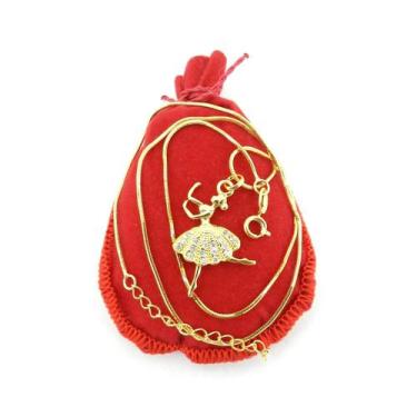 Imagem de Corrente Feminina 40/45cm 1mm Bailarina Folheado Ouro 18k CR214 - WNBI