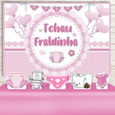 Imagem de KIT Festa Prata Tchau Fraldinha Rosa - IMPAKTO VISUAL