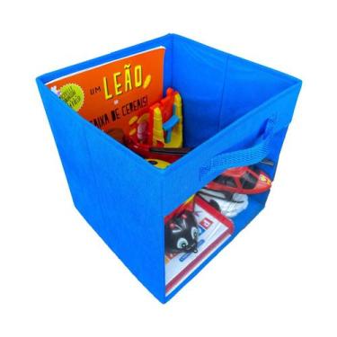 Imagem de Caixa Com Visor Porta Brinquedos Prática - Organibox, Azul