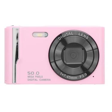 Imagem de Câmera Compacta Câmera Digital de 50 MP, Zoom 4K HD 16x, Câmera Pequena Com Flash, Tela LCD de 2,8 Polegadas para Viagens (Rosa)