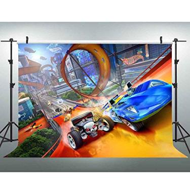 Imagem de EOA 18 cm (L) x 13 cm (A) Rodas Wild Hot Racer Photogarphy Cenário Festa de Aniversário Vídeo Game Fundo Carro Corrida Kids Banner Fotos Studio Adereços