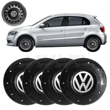 Imagem de 4x Calotas Centro Roda Ferro Aro 14 VW GOL G5 G6 G7 Preto - Volkswagen