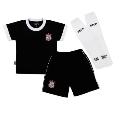 Imagem de Conjunto Infantil Corinthians Camisa Shorts Meião Oficial-Unissex