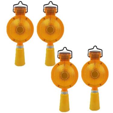 Imagem de Sinalizador Viario Solar Cone Kit 4 Uni Sinalizaçao Segurança Pista Ro