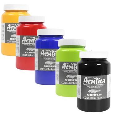 Imagem de  5 Tintas Acrílicas Corfix para Tela 500ml G1 Escolha a Cor 