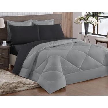 Imagem de Kit ternura Edredom Casal king Dupla Face Cinza Preto - DUCASA ENXOVAI