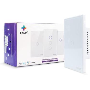 Imagem de Interruptor 1 Botão Wifi Inteligente Touch Alexa branco Ekaza