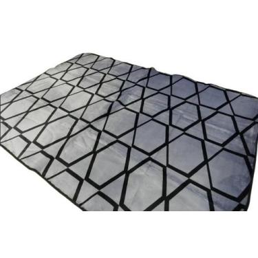 Imagem de Tapete Flannel Sala Quarto Luxo Macio 2,00x1,40 prata preto - Shopping