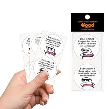 Imagem de 50 Etiquetas Adesivas  Reage Mulher  Flork  Adesivos Recebidos  4Cm - 