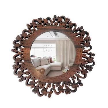 Imagem de Espelho Decorativo Moldura Madeira Pegui Santorini 45 cm - CREATUS, Ma