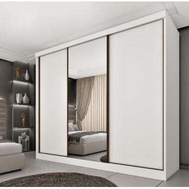 Imagem de Guarda Roupa 3 Portas Monte Carlo Com Espelho Tcil Móveis - Neve