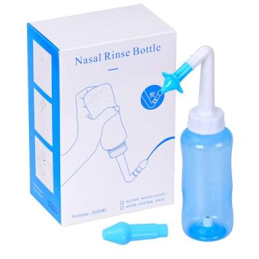 Imagem de YSYONM Neti Pot Sinusal Rinse Garrafa Pressão Irrigação Nasal Kit de Enxágue Sinusal Limpador de nariz para adultos e crianças Livre de BPA (300 ml, azul)
