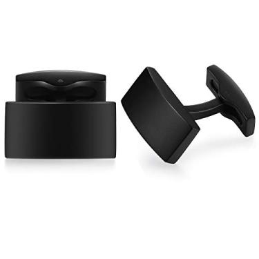 Imagem de Abotoaduras retangulares HONEY BEAR para camisetas masculinas presente de casamento para negócios Preto