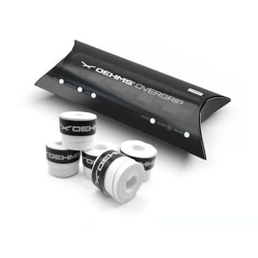 Imagem de OEHMS Overgrip | Pacote com 5 fáceis de aplicar | Superfície confortável, aderente e absorvente | Versátil para tênis, pickleball, badminton, squash | Branco