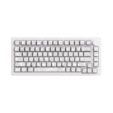 Imagem de Teclado mecânico de alumínio M1 V5 75% tema topográfico teclado para jogos de liberação rápida com botão, teclado branco personalizado RGB de 8000 mAH com teclas impressas nas laterais, interruptor de