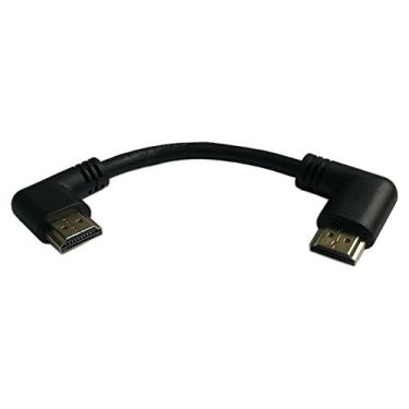 Imagem de zdyCGTime Cabo HDMI de 5 polegadas ângulo esquerdo para direito 90 graus vertical - suporta 4K @60Hz, alta velocidade, HDMI 2.0 pronto - retorno UHD, Ethernet e áudio - vídeo 4K 2160p, HD 1080p, 3D.