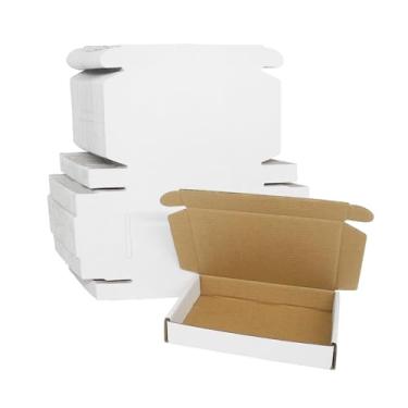 Imagem de ELAZEKES Caixas 6x4x1 para envio, 50 pacotes, caixa postal branca pequena, embalagem de papelão ondulado plano, caixas de presente, mala direta de literatura barata em massa para pequenas em