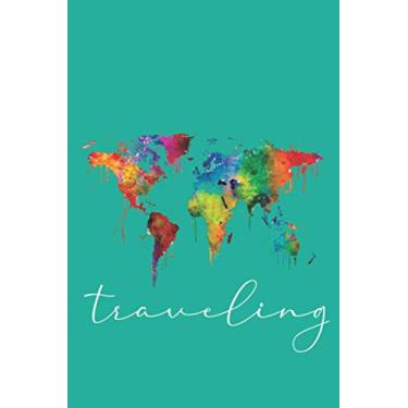 Imagem de Reisetagebuch, Travelbook A5, türkis: 120 Seiten, 6x9 Inc., Tagebuch, Reise, Travel, Welt, Weltkarte, Wanderlust, Weltenbummler, Abenteuer, ... Ideenbuch, Schreibheft, Traveltagebch