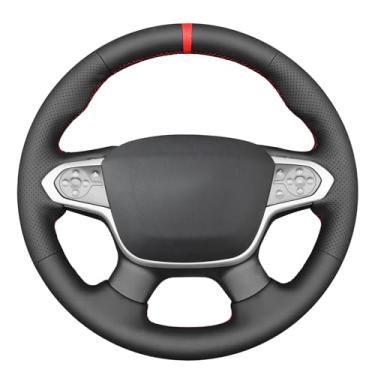 Imagem de MEWANT Capa de volante preta costurada à mão para Chevrolet (Chevy) Colorado 2015-2022 / Traverse 2018-2024 / GMC Canyon Acessórios de volante para Chevrolet (Chevy) Colorado