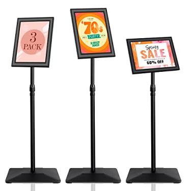 Imagem de VAIIGO Pacotes de Suporte para Cartaz de Pedestal Resistente, Suporte de Sinalização de Chão Ajustável de 8,5" X 11" com Base de Aço Sólido de 6,6 Libras para Exibição Vertical E Horizontal, Suportes