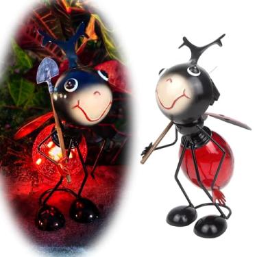 Imagem de Estátua solar de jardim para decoração de joaninha, lanternas de mesa decorativas ao ar livre, estatuetas de joaninha ao ar livre, enfeites de gramado, presentes de aniversário para mãe, mulheres, avó