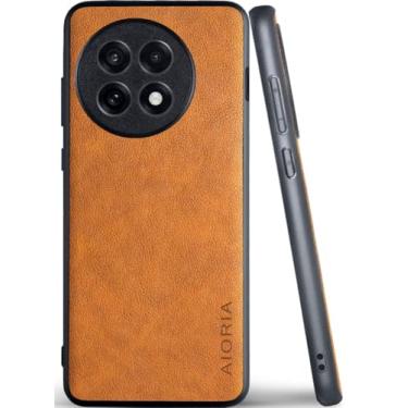 Imagem de AIORIA Capa para Oneplus 13 capa de couro PU premium design retrô capa protetora completa para telefone Oneplus 13 5G (laranja, para Oneplus 13R)