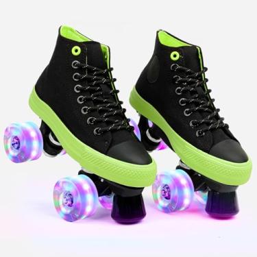 Imagem de Patins para crianças e adultos | Sapatos de skate para homens e mulheres | Tênis de cano alto para uso ao ar livre | Suporte completo de cadarço no tornozelo | Vários tamanhos e cores (220 mm)