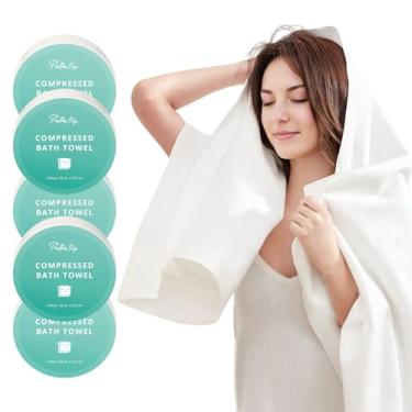 Imagem de PUFFIN TRIP Tabletes de toalha comprimidos, toalha de banho descartável, 139 x 70 cm, maior, mais espessa, macia, reutilizável, toalha para acampamento, hotel, esportes, praia, natação, caminhada,