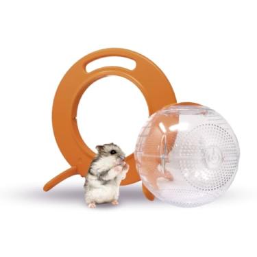 Imagem de Happy Habitats transportador portátil para animais de estimação halo - bola de hamster exclusiva e bola de exercício para animais pequenos - transportador de hamster seguro - respirável para