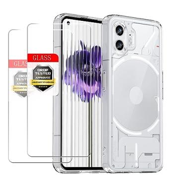 Imagem de Esakycn Capa transparente para celular para Nothing Phone 2, pacote com 2 protetores de tela TPU transparente com absorção de choque, capa de celular flexível para celular Nothing Phone 2 de 6,7