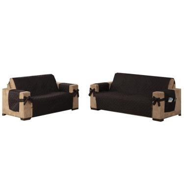 Imagem de Kit Jogo Capa Para Sofá 2 E 3 Lugares King Laço Chocolate