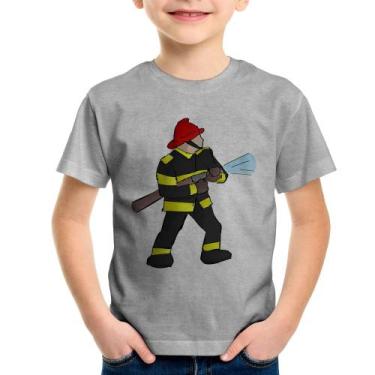 Imagem de Camiseta Infantil Bombeiro - Foca na Moda, Cinza, 8
