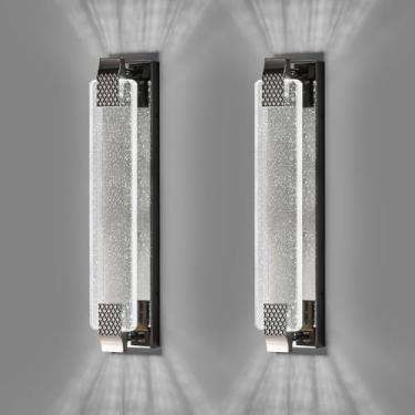 Imagem de FDPBY Luminária De Parede De Cristal Moderna Com Luminária De Banheiro De Cristal Bolha 23,03 Pol. Luzes De Vaidade Led Pretas Para Banheiro, Corredor, Quarto, Sala De Estar, Arandelas De Parede (Pa