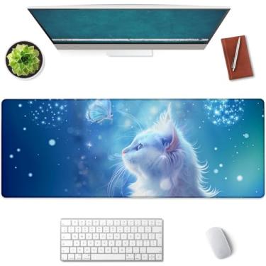 Imagem de Mounidso Mouse pad grande para gatos, mouse pad para jogos, tapete de teclado, base de borracha antiderrapante, acessórios de escritório, tapete de mesa, mousepads para escola, trabalho, presentes de