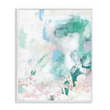 Imagem de Stupell Industries Desenho de arte de parede giclée emoldurado em branco com pincelado verde desbotado por June Erica Vess, 28 x 35 cm