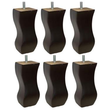 Imagem de Kit 06 Pés de Madeira Torneados Provençal V01 Luis Xv Tabaco 13 cm Móv