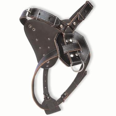 Imagem de Coleira Peitoral Para Cçaes Grandes Couro Legítimo Pitbull Spikes (Preto)