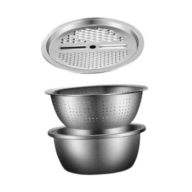 Imagem de Ｂｅｓｇａ 3 em 1 cozinha handheld Freers, gadgets de cozinha, bacia de aço inoxidável multifuncional para vegetais de gengibre batatas, 28cm