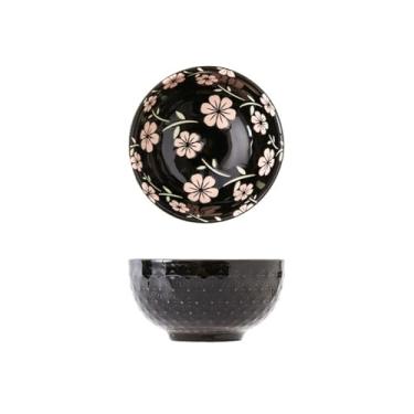 Imagem de Utensílios de mesa de cerâmica sob esmalte pintado à mão em estilo japonês de 12,7 cm, tigela de sobremesa criativa para restaurante, casa, tigela de arroz, tigela de alívio de 12,7 cm - flor de