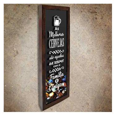 Imagem de Quadro Porta Tampinhas Slim Melhores Cervejas - Quadro Novo, Marrom, 2