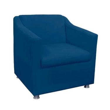 Imagem de Poltrona Decorativa Tilla Suede com Pés Cromados - Fina Mobília, Azul 