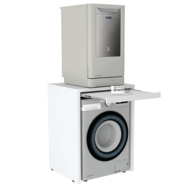 Imagem de Bancada para embutir lava e seca com prateleira retrátil - BRANCO