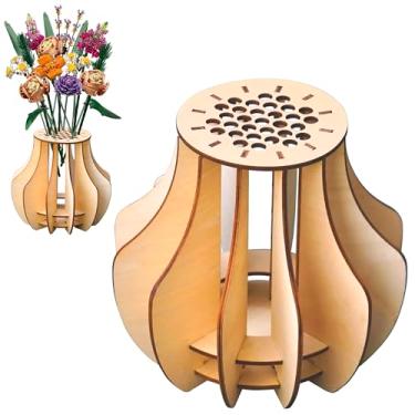 Imagem de Vaso de madeira – Kit de montagem decorativo – Vaso personalizável para flores Lego, ideal para decoração de casa e escritório