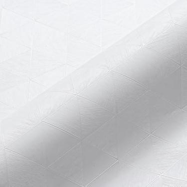 Imagem de VEELIKE Papel de parede branco diamante texturizado papel de parede branco para quarto banheiro parede de destaque 40 cm x 900 cm papel de contato branco à prova d'água para armário papel de parede de