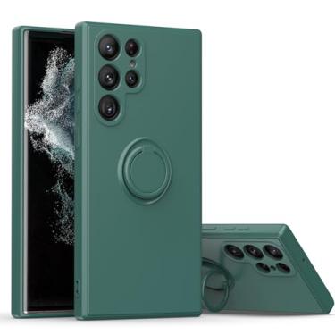 Imagem de LYJSMGZ Capa ultrafina para Samsung Galaxy S25 Ultra/S25 Plus/S25, capa macia protetora de silicone líquido com suporte de anel de sucção magnética para veículos, verde, S25