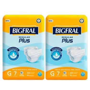 Imagem de Kit 2 unidades Fralda Geriátrica Bigfral Regular Plus Tamanho G C/7 un